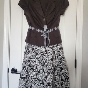 Dress Barn Brown and White A-Line Skirt